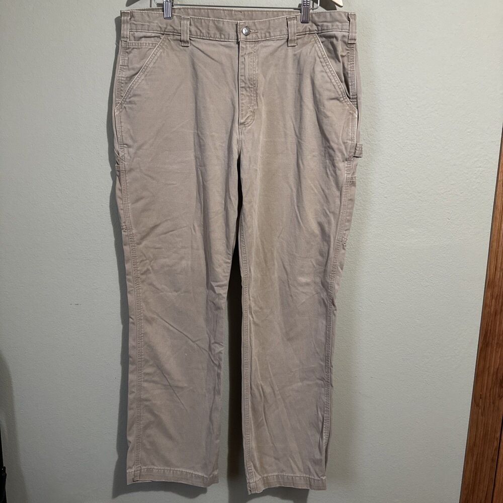 Carhartt B324 DKH Carpenter Pants Mens 38x32 Dark Khaki Twill Dungaree Work